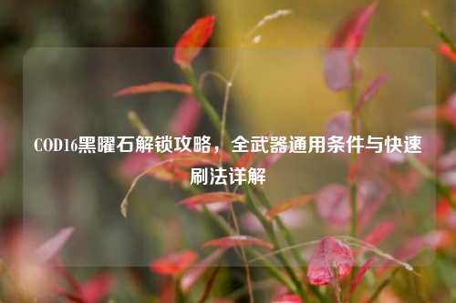 COD16黑曜石解锁攻略，全武器通用条件与快速刷法详解