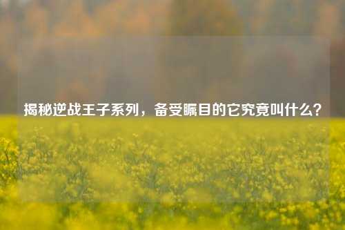 揭秘逆战王子系列，备受瞩目的它究竟叫什么？