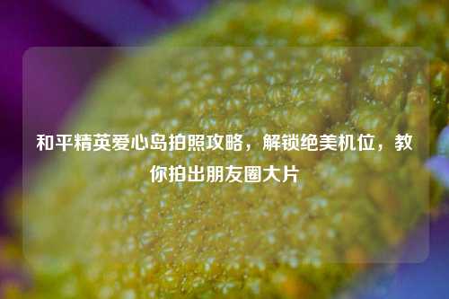 和平精英爱心岛拍照攻略，解锁绝美机位，教你拍出朋友圈大片