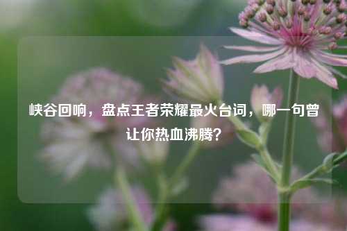 峡谷回响，盘点王者荣耀最火台词，哪一句曾让你热血沸腾？