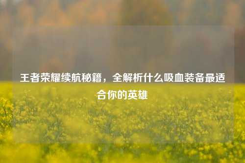 王者荣耀续航秘籍，全解析什么吸血装备最适合你的英雄