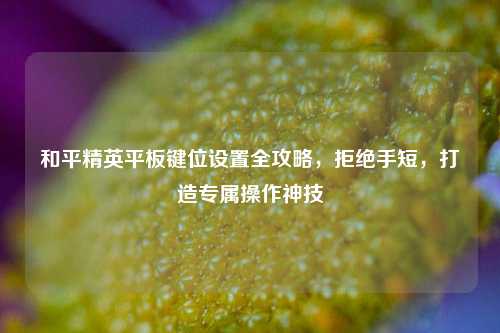 和平精英平板键位设置全攻略，拒绝手短，打造专属操作神技