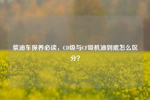 柴油车保养必读，CD级与CF级机油到底怎么区分？