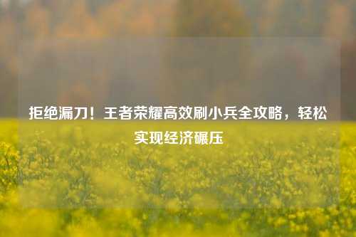 拒绝漏刀！王者荣耀高效刷小兵全攻略，轻松实现经济碾压