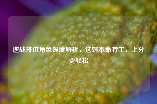 逆战排位角色深度解析，选对本命特工，上分更轻松