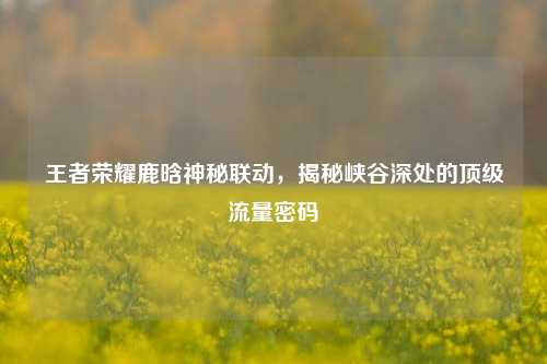 王者荣耀鹿晗神秘联动，揭秘峡谷深处的顶级流量密码