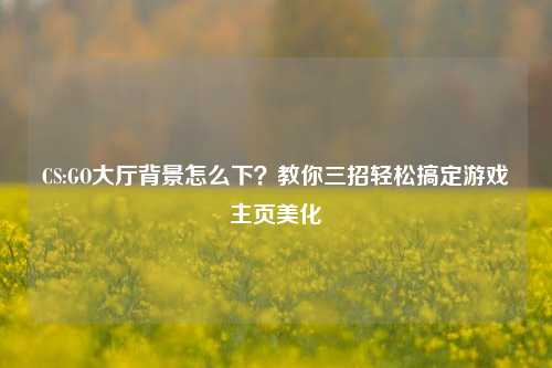 CS:GO大厅背景怎么下？教你三招轻松搞定游戏主页美化