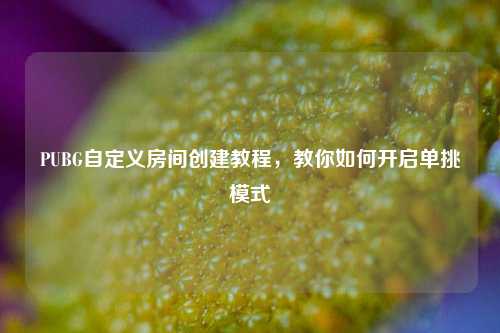PUBG自定义房间创建教程，教你如何开启单挑模式