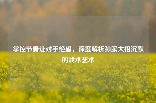 掌控节奏让对手绝望，深度解析孙膑大招沉默的战术艺术